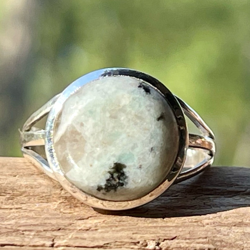 Natural Sesame Jasper 925 Sterling Silver Ring | sz 8